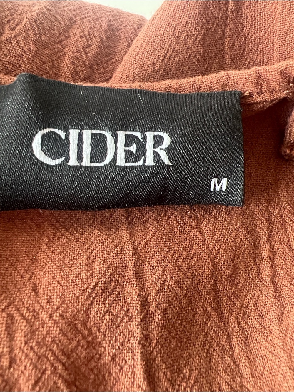 CIDER Brown Cotton Textured Midi Dress Boho Cottagecore Prairie Size M - Picture 5 of 7